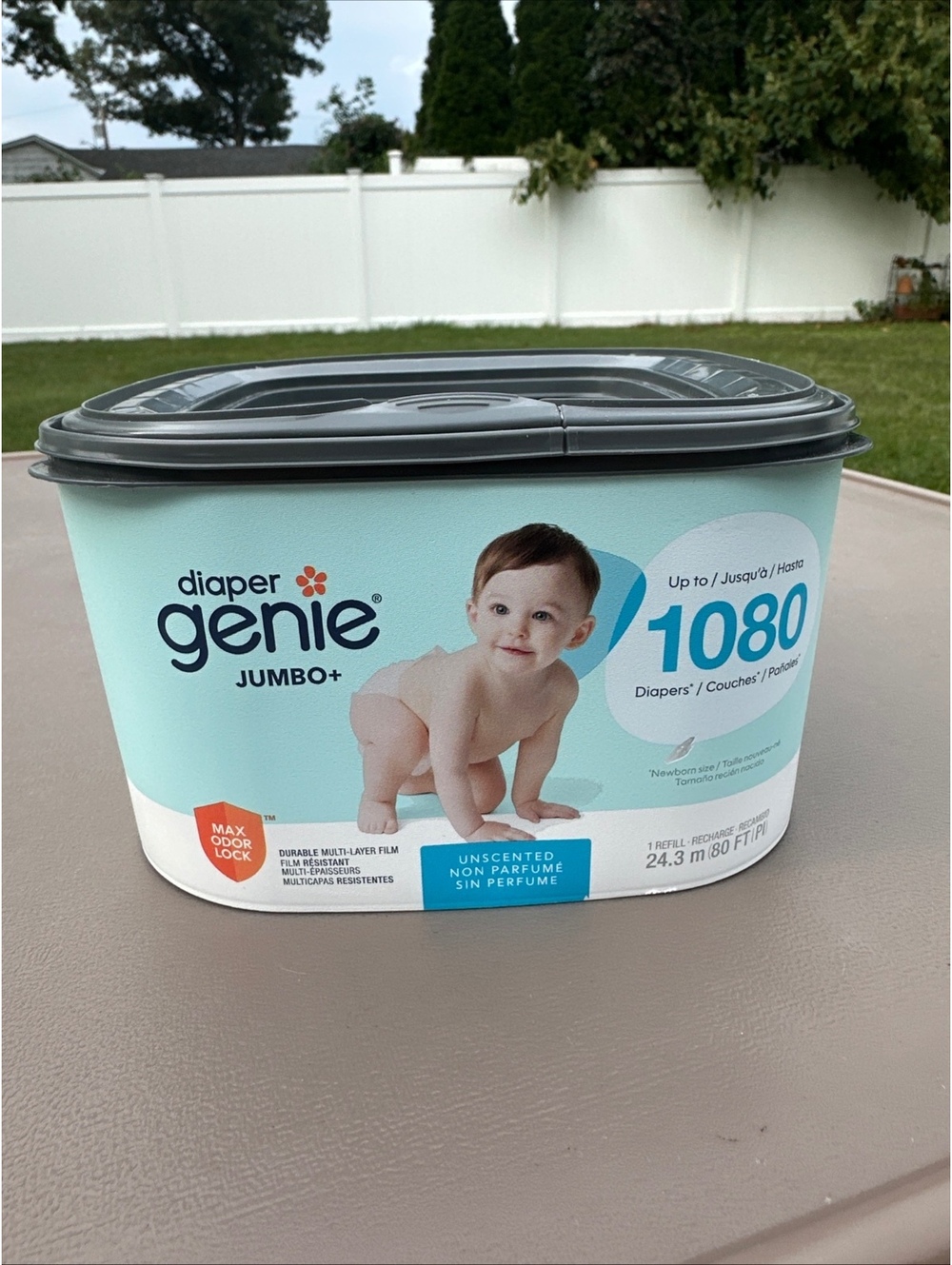 Diaper Genie Jumbo+ Square Refill 1080 Count Unscented 80 ft Select Classic Pail